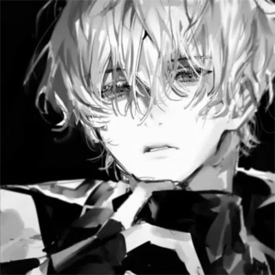帅气动漫男生头像黑白图片