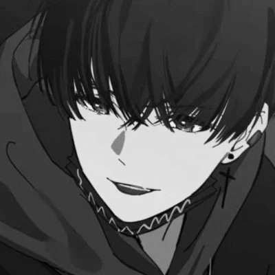 帅气动漫男生头像黑白图片