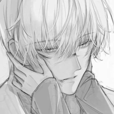 帅气动漫男生头像黑白图片