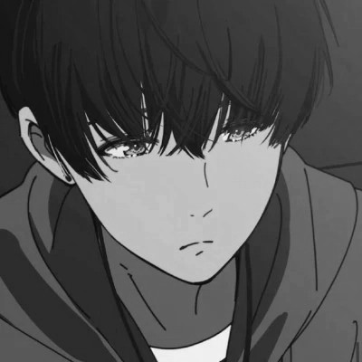 帅气动漫男生头像黑白图片