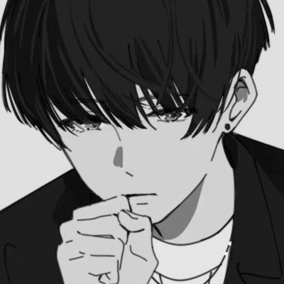 帅气动漫男生头像黑白图片