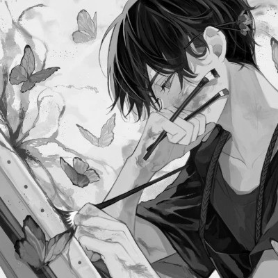 帅气动漫男生头像黑白图片