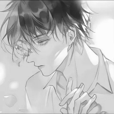 帅气动漫男生头像黑白图片