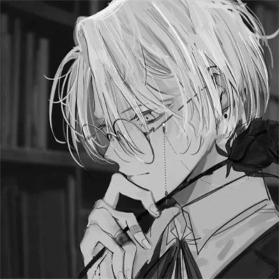 帅气动漫男生头像黑白图片