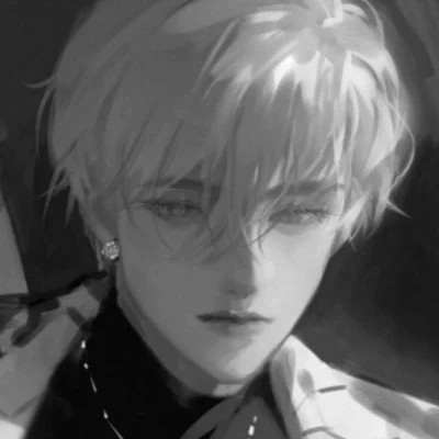 帅气动漫男生头像黑白图片