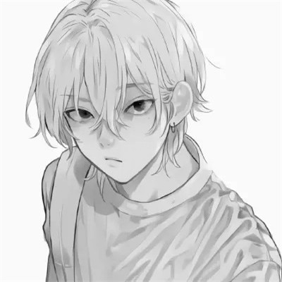 帅气动漫男生头像黑白图片