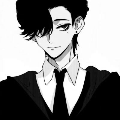 帅气动漫男生头像黑白图片