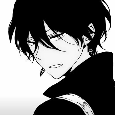 帅气动漫男生头像黑白图片