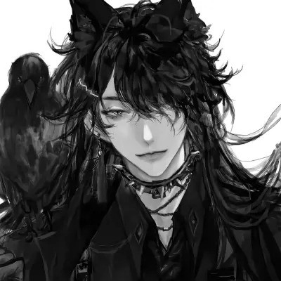 帅气动漫男生头像黑白图片