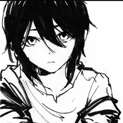 帅气动漫男生头像黑白图片