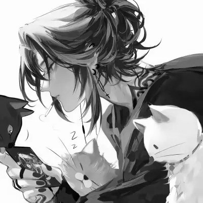 帅气动漫男生头像黑白图片