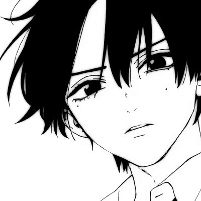 帅气动漫男生头像黑白图片