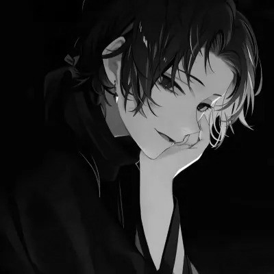 帅气动漫男生头像黑白图片