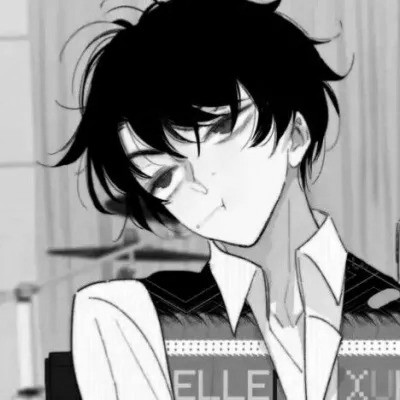 帅气动漫男生头像黑白图片