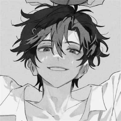 帅气动漫男生头像黑白图片