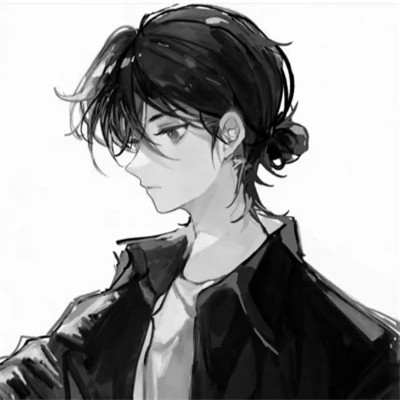 帅气动漫男生头像黑白图片