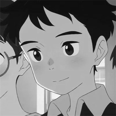 帅气动漫男生头像黑白图片