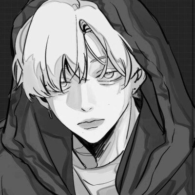 帅气动漫男生头像黑白图片