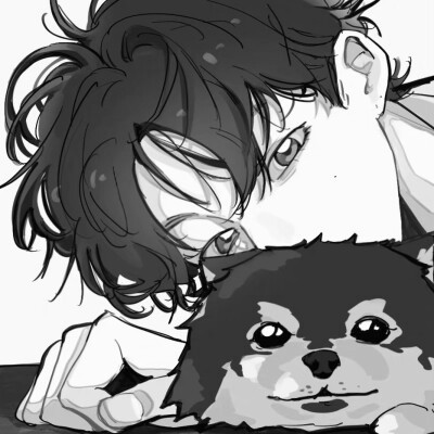 帅气动漫男生头像黑白图片