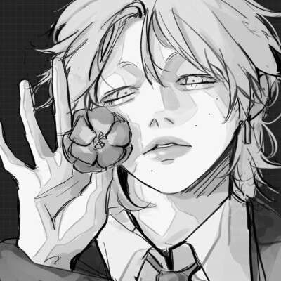 帅气动漫男生头像黑白图片