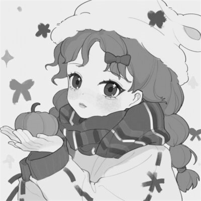 黑白卡通女生可爱头像图片