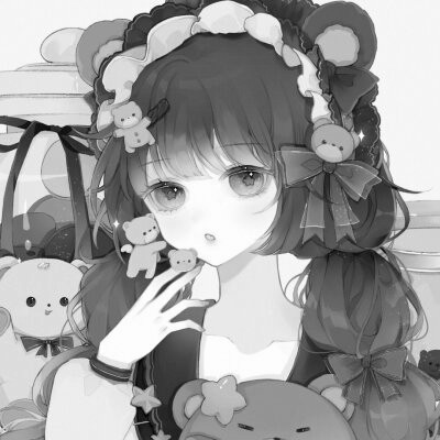 黑白卡通女生可爱头像图片