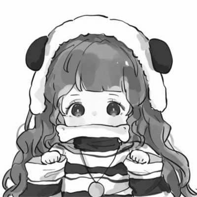 黑白卡通女生可爱头像图片