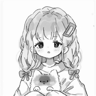 黑白卡通女生可爱头像图片