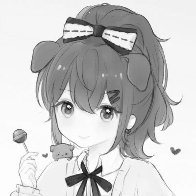 黑白卡通女生可爱头像图片
