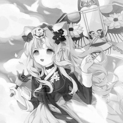 黑白卡通女生可爱头像图片