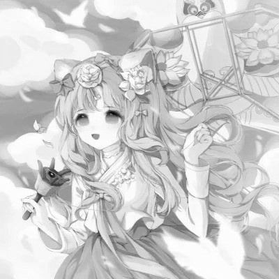 黑白卡通女生可爱头像图片