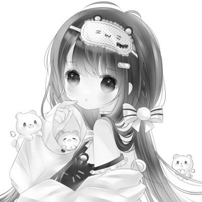 超可爱卡通女头黑白图片