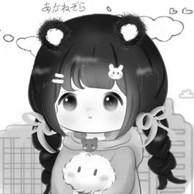 超可爱卡通女头黑白图片