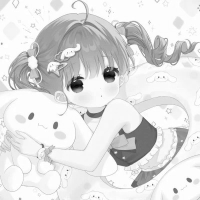 超可爱卡通女头黑白图片