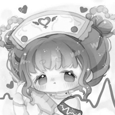 超可爱卡通女头黑白图片