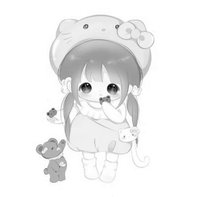 超可爱卡通女头黑白图片