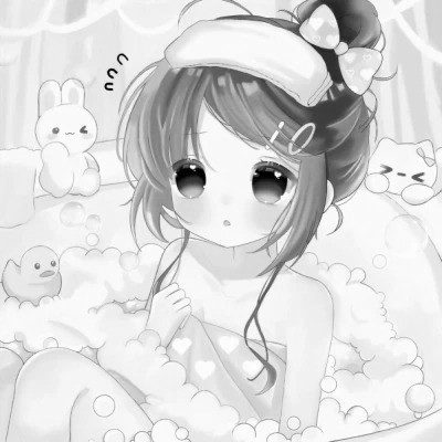 超可爱卡通女头黑白图片