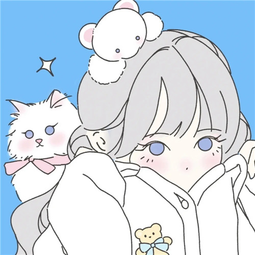手绘清新撸猫爱猫女生头像图片