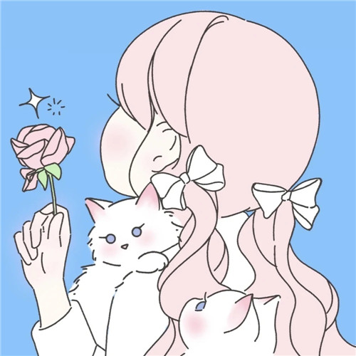 手绘清新撸猫爱猫女生头像图片