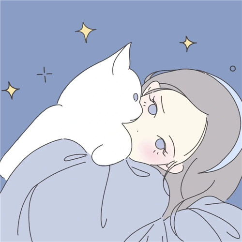 手绘清新撸猫爱猫女生头像图片