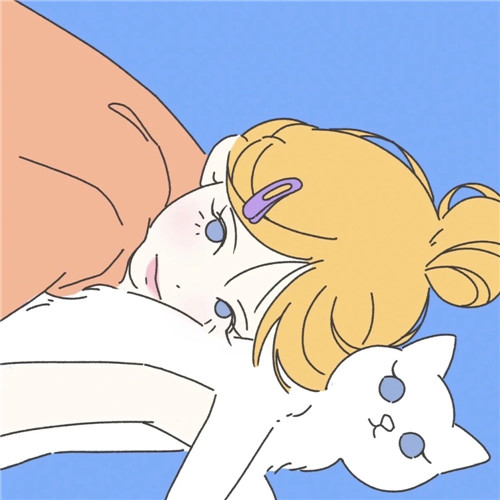 手绘清新撸猫爱猫女生头像图片
