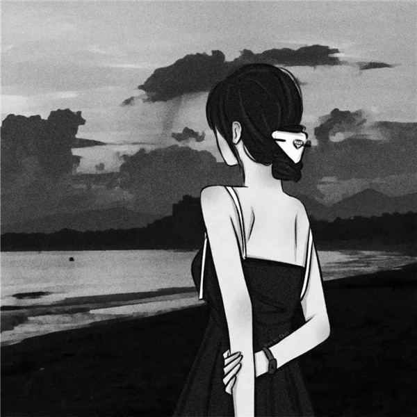 黑白动漫绘画情侣头像一男一女高清图片