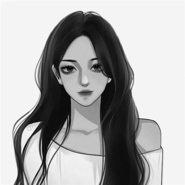 黑白动漫绘画情侣头像一男一女高清图片