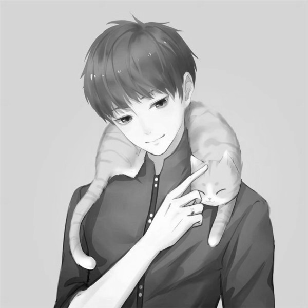 黑白动漫绘画情侣头像一男一女高清图片