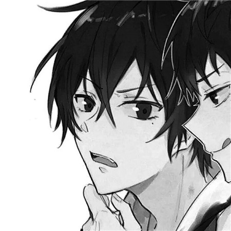 黑白基友头像一左一右帅气动漫图片