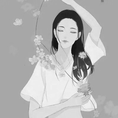 女生黑白简单意境头像真人图片