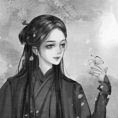 女生黑白简单意境头像真人图片