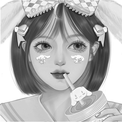 黑白动漫情头一左一右图片