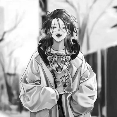 优质动漫男头像黑白高清图片