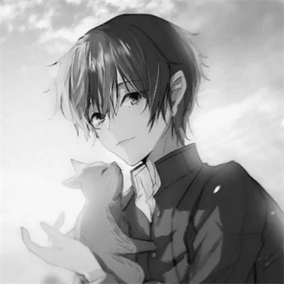 优质动漫男头像黑白高清图片
